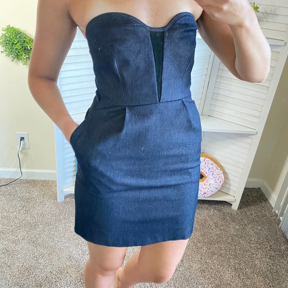 Rag & Bone strapless a line denim dress size 6 - Picture 2 of 10